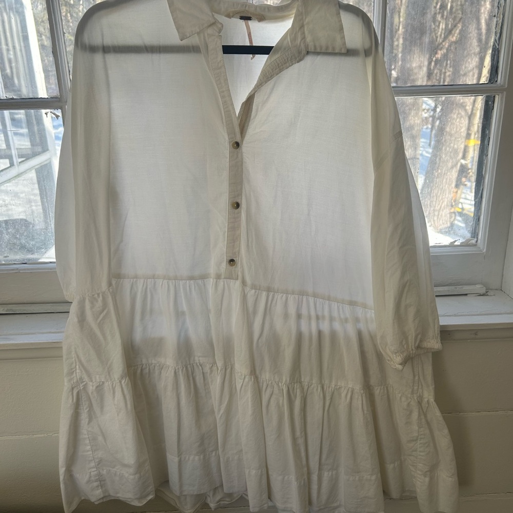 Free People White Long Sleeve Dress